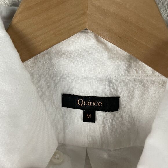 Quince Mens M White 100% Organic Cotton Short Sleeve Oxford Shirt - Picture 2 of 5